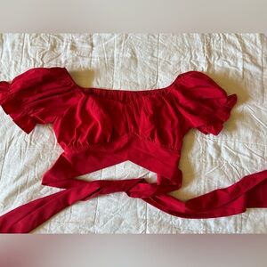Red Crop Top with Ties